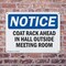 Signmission Coat Rack Ahead In Hall Outside Meeting Room, 14 in W x Rectangle, Plastic OS-2PACK-NS-P-1014-L-10696 - alternate 3